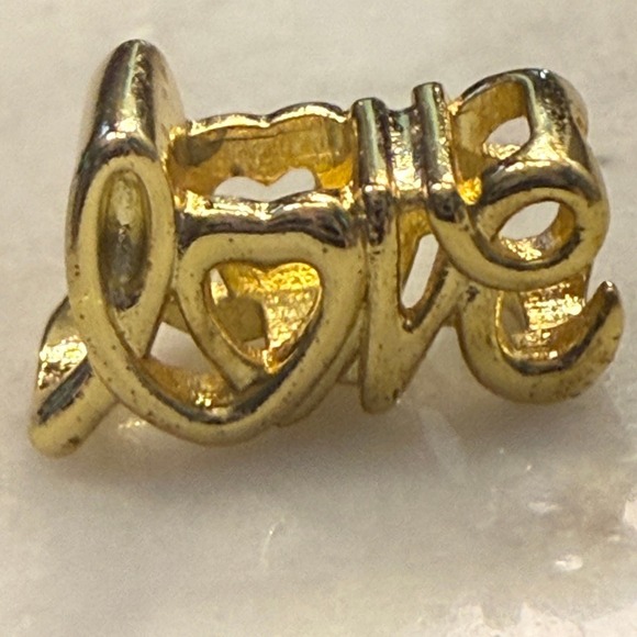 Authentic Pandora Love Script Gold Plated Charm - Picture 2 of 5